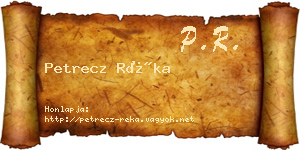 Petrecz Réka névjegykártya